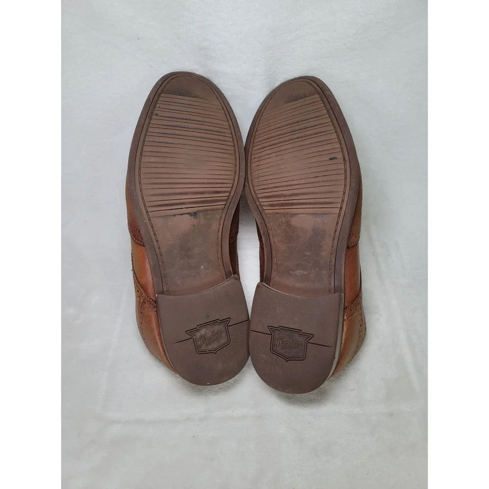 Florsheim Wingtip Brogue Oxford Dress Shoes Mens 9 Cognac Brown Leather Formal